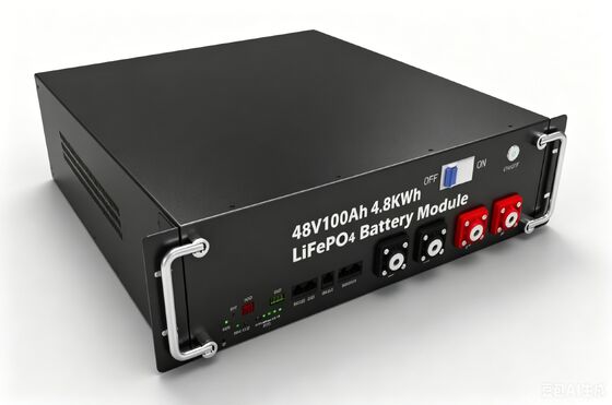 LiFePO4 Batteriepaket 48V 100Ah 4,8KWH auf einem Regal montierte Energiespeicherbatterie für UPS-Stromversorgungsanlagen
